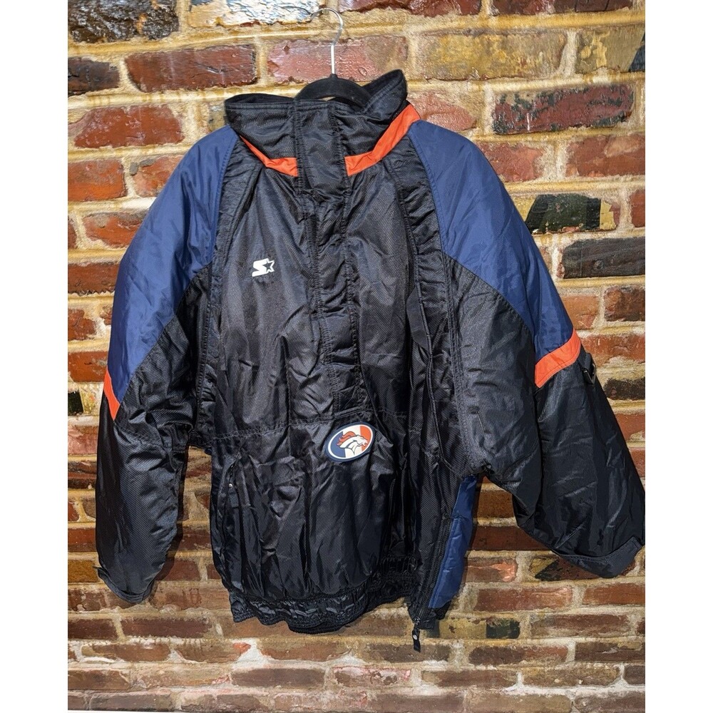 Vintage Starter Pro Line DENVER BRONCOS Hooded 1/2 Zip Jacket, XXL
